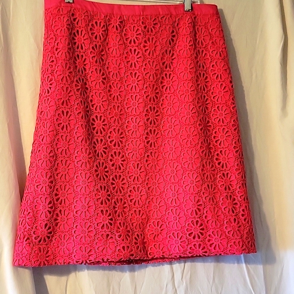 Talbots size 10 A-line Bright Pink flower skirt